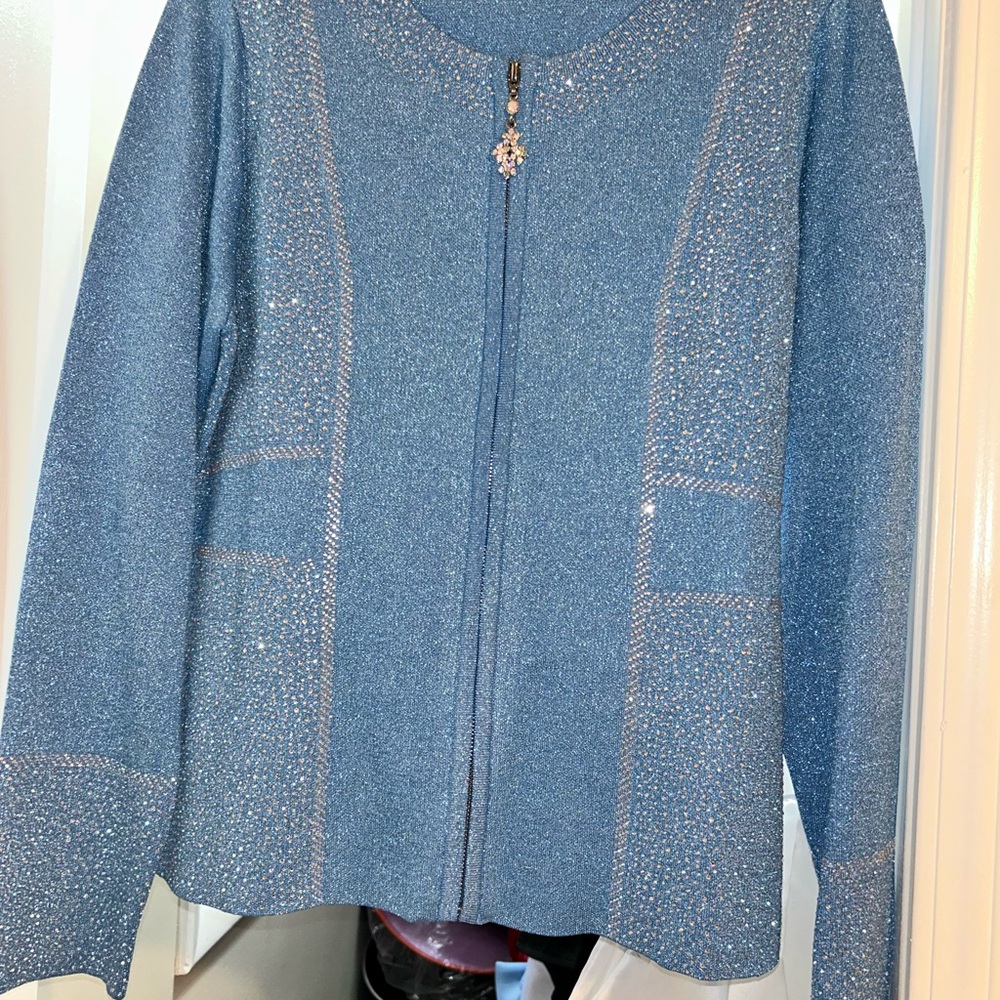 Blue & Rhinestone Knit Suit